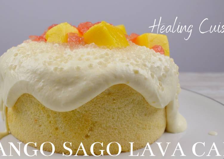 Steps to Make Any-night-of-the-week Mango sago lava cake (chiffon cake)