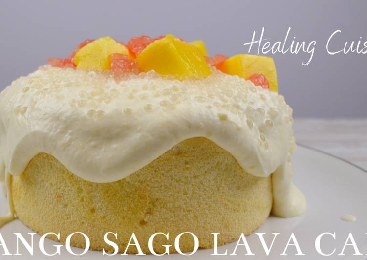 Mango sago lava cake (chiffon cake)