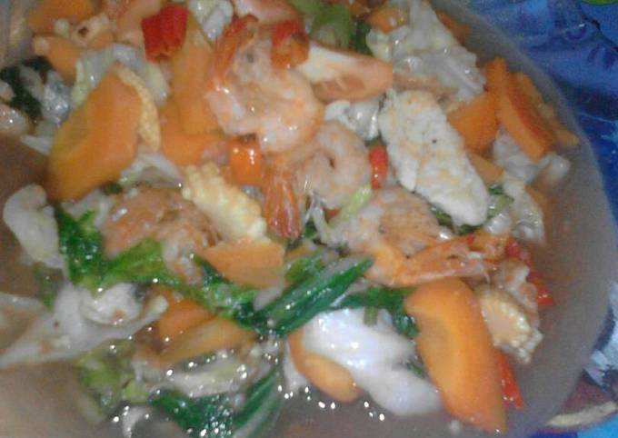 Capcay udang pedas