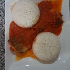 A picture of Rice and stew.