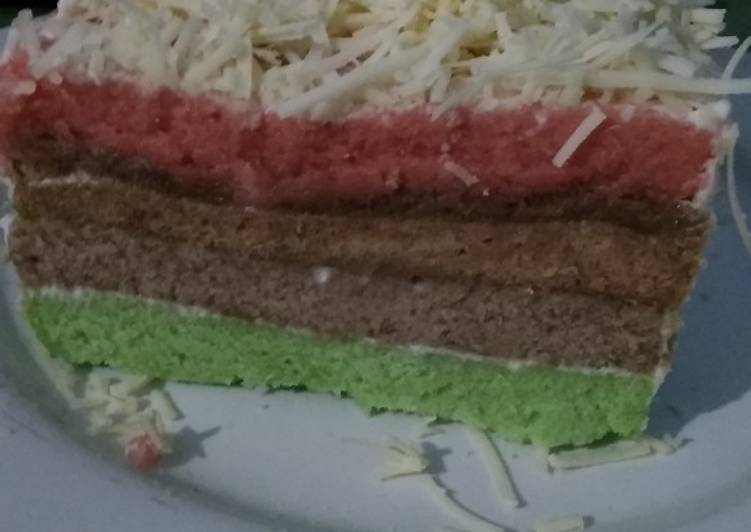 Langkah Mudah untuk Menyiapkan Rainbow cake warna seadanya #5resepterbaruku Anti Gagal