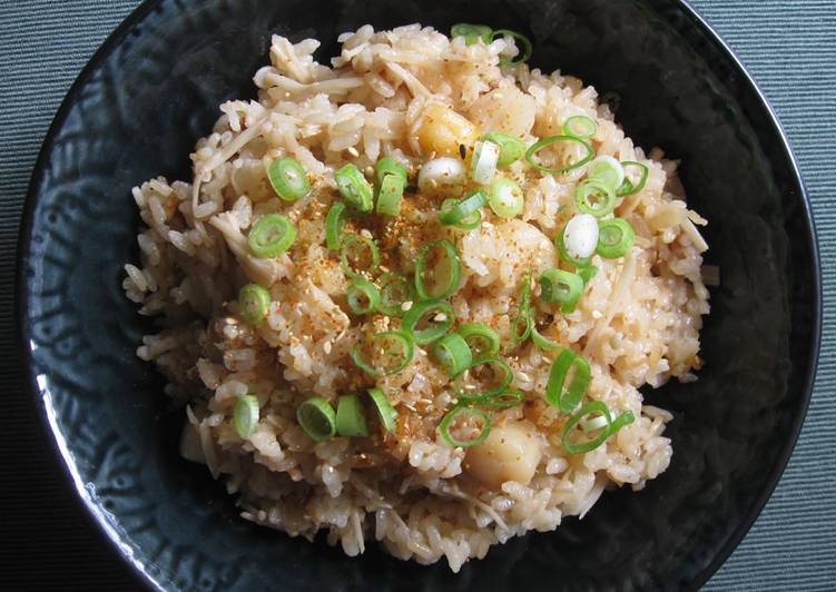 Step-by-Step Guide to Prepare Homemade Scallops Enoki Takikomi Gohan