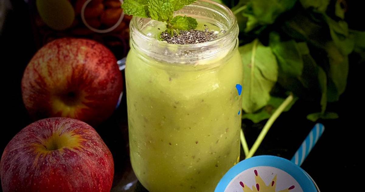 𝐀pple 𝐒pinach 𝐆reen 𝐒moothie 🍎 ⁣ Recipe by i_m_kashish Cookpad