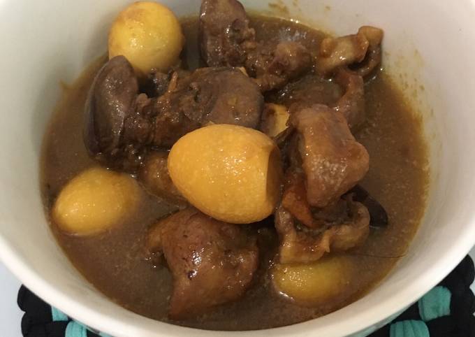 Semur kecap ati ampela telur puyuh