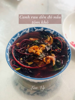 Hình của món Canh rau dền đỏ nấu tôm khô.