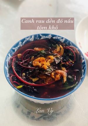 Hình của món Canh rau dền đỏ nấu tôm khô.