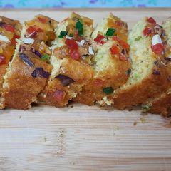 A picture of Vanilla tutti fruti tea time sponge cake.