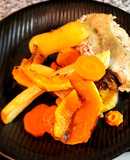 Pollo al horno con verduras asadas