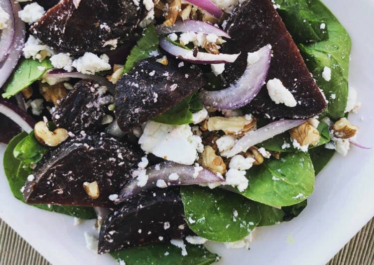 Step-by-Step Guide to Prepare Super Quick Homemade Beetroot Salad with Spinach and Feta