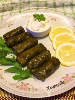 A picture of Traditional Stuffed Grape Leaves (Dolmadakia).