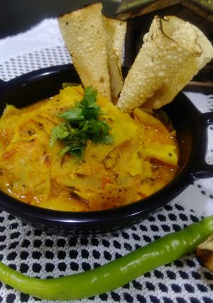 A picture of Dahi Papad Sabji.