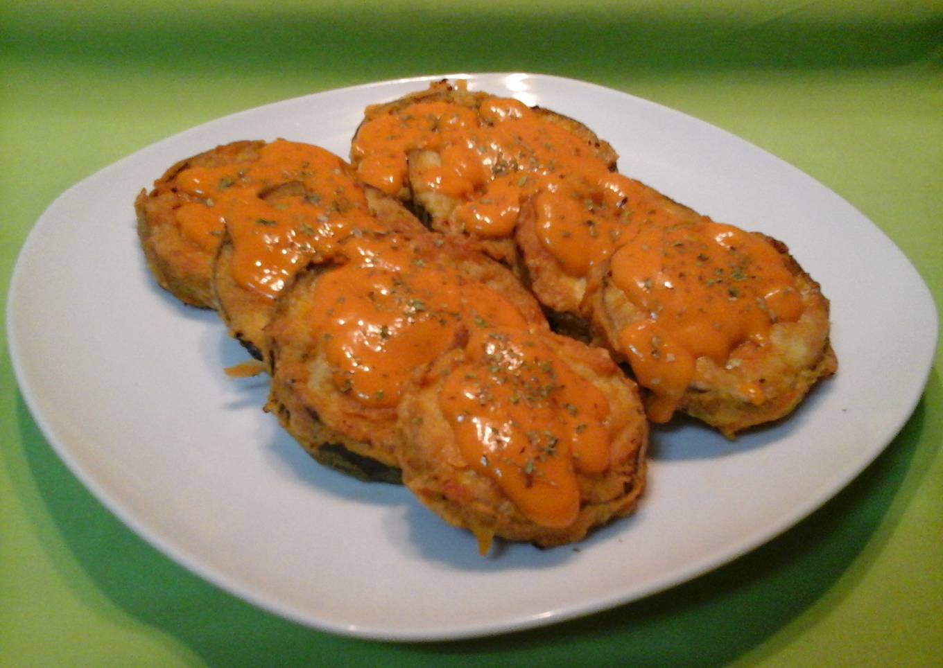 Berenjenas rebozadas con salmorejo 