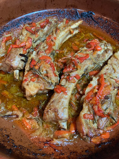 Una foto de Costillas al horno con pimientos