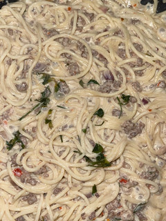A picture of Creamy Minced Meat Spaghetti.