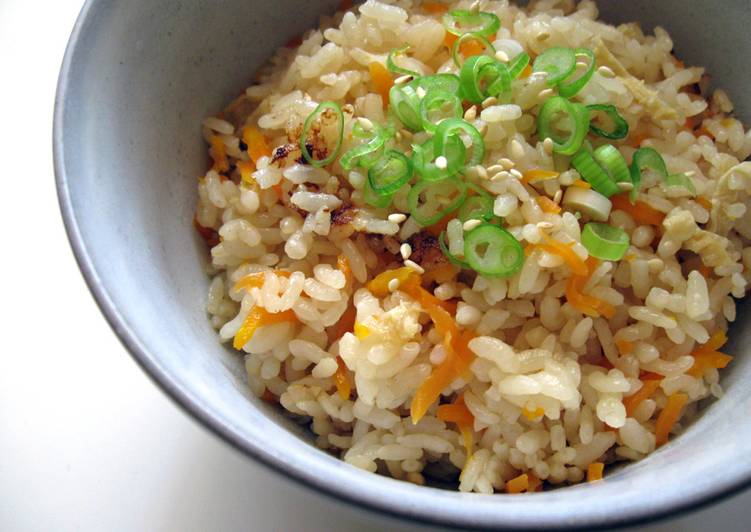 Recipe of Homemade Abura-age &amp; Carrot Takikomi Gohan