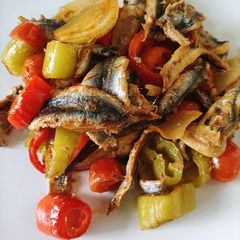 Anchovy with Vegetables in Oven A picture of Anchovy with Vegetables in Oven.