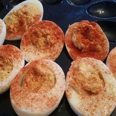 A picture of Smokey Deviled Eggs.