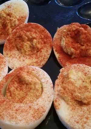 A picture of Smokey Deviled Eggs.