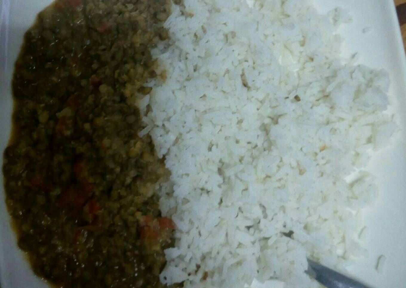Greengram stew served with rice