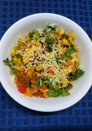 A picture of Masala Cheese Corn Chaat.