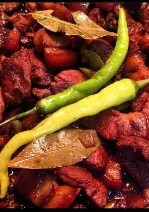 A picture of Ynielle’s 3 Steps Drunken Adobo (Rum Marinated Pork Adobo).