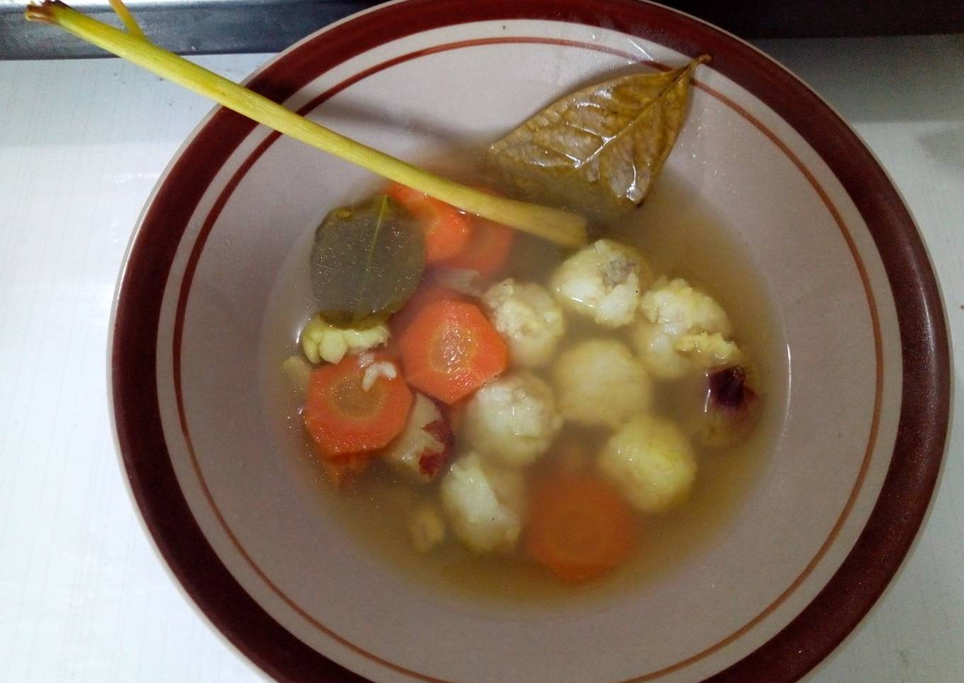 Mpasi 7m+ bola nasi kakap kuah soto