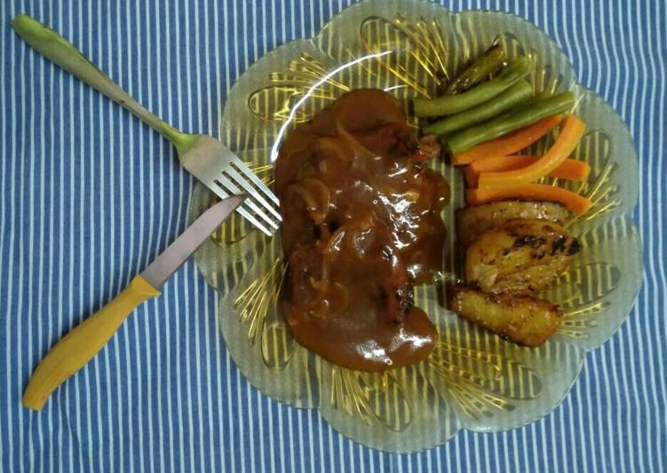 Resep Steak saus barbeque (daging sisa kurban) 😂 yang Menggugah Selera