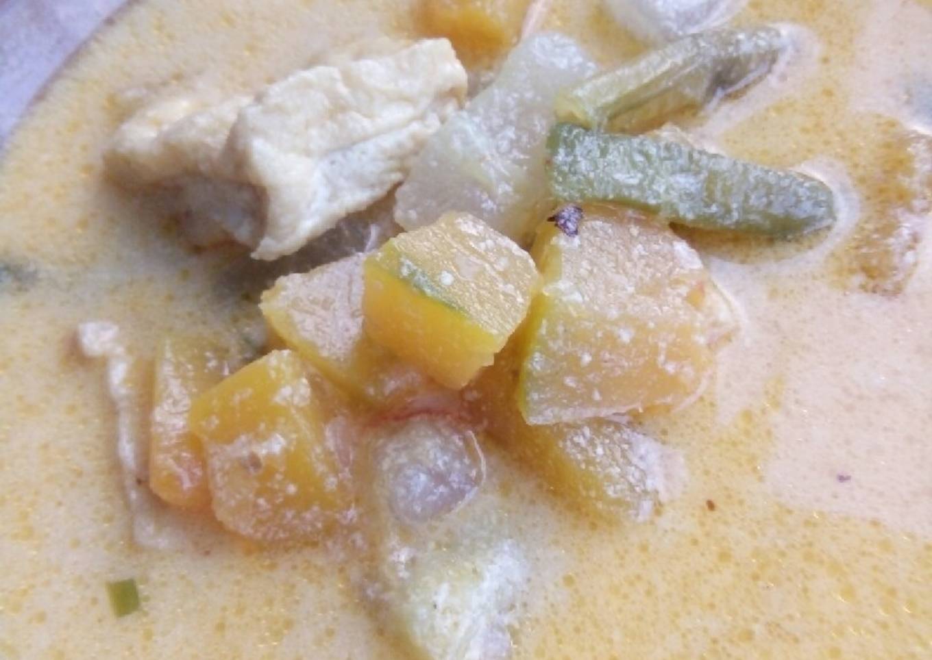 Sayur lodeh labu kuning tahu kacang panjang praktis.