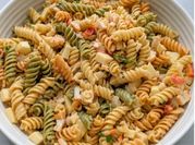 A picture of crab meat pasta