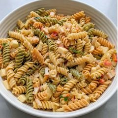 A picture of Seafood Pasta Salad with a Crisp Apple Twist.