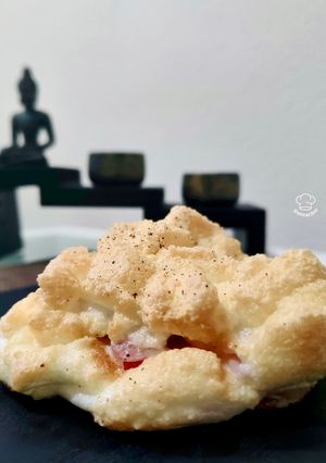 Una foto de Volcán de huevo con bacon