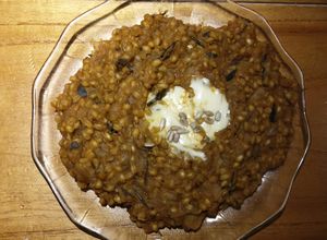 Una foto de Risotto de cebada perlada y calabaza