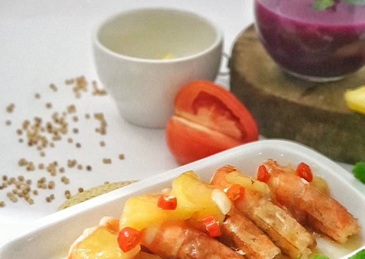 Resep 92. Fried Prawn Pineapple Sauce / Udang Goreng Saus Nenas yang Menggugah Selera