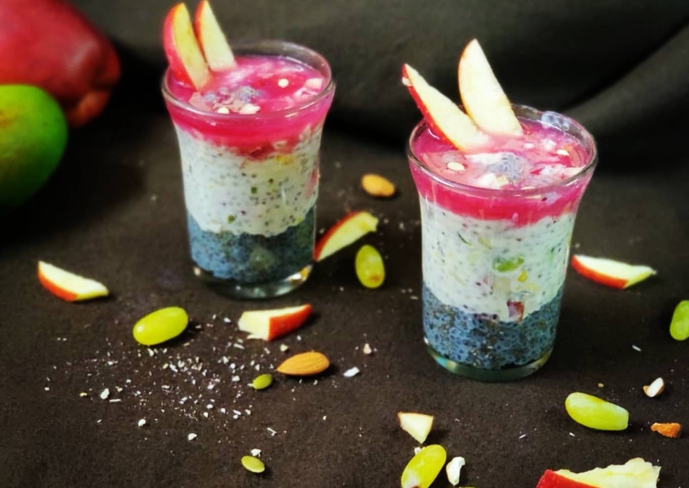 Chia seeds fruit parfait smoothie