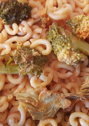 Una foto de Fideos a la cazuela vegetarianos