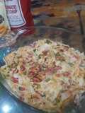 Baked vegetable spaghetti with white sauce