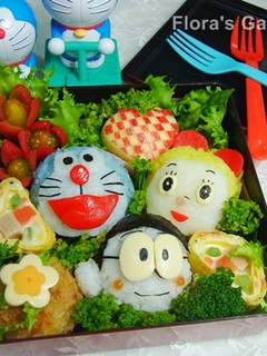 親子便當／分享可愛造型便當製作秘訣[哆啦a夢] 的食譜成品照片