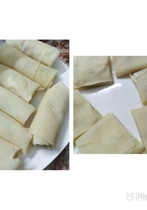 A picture of Macroni springrolls or box patties.