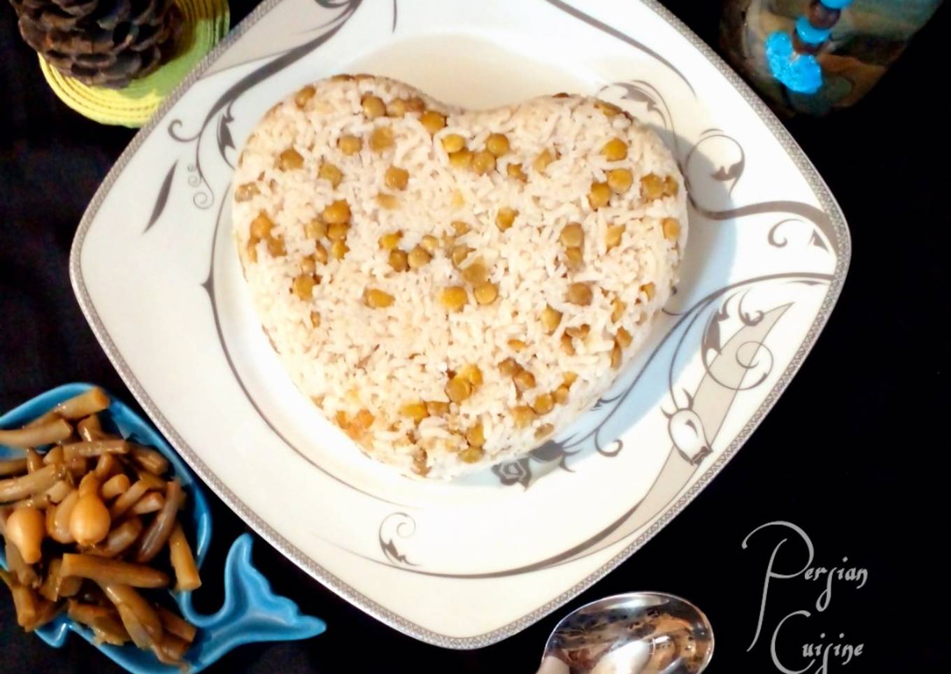 Rice and lentils in rice cooker