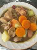 Lentejas con puerco y verduras