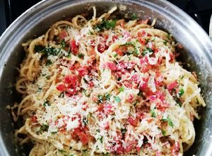 Una foto de Spaghetti a la Carbonara