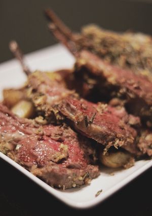A picture of Mustard Crusted Rack Of Lamb.