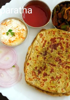 A picture of Pudina paratha with dry stuffing.