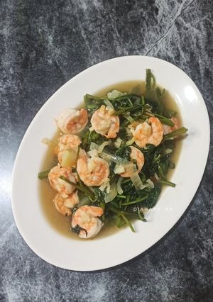 Foto resep Udang kangkung saos tiram