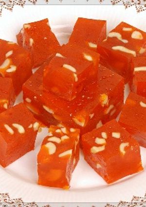 A picture of Bombay Halwa or Corn Flour Halwa.