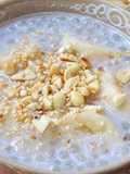 Pudding vietnamita de leche de coco, perlas de tapioca y plátano