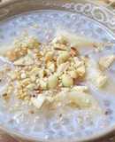 Pudding vietnamita de leche de coco, perlas de tapioca y plátano