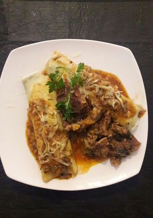 Una foto de Canelones de verdura con tuco de carne