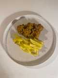 Albóndigas asiático mediterráneas de lubina y boniato en salsa de avellanas