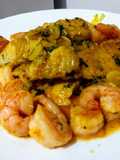 Tilapia y camarones cocidos sin aceite